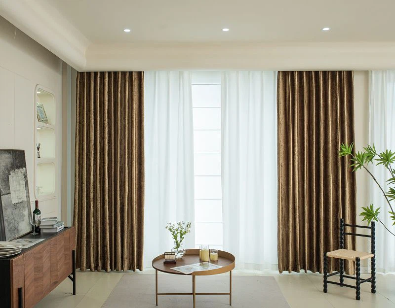 Italiensk fløjl 3D præget europæisk blomstergardin