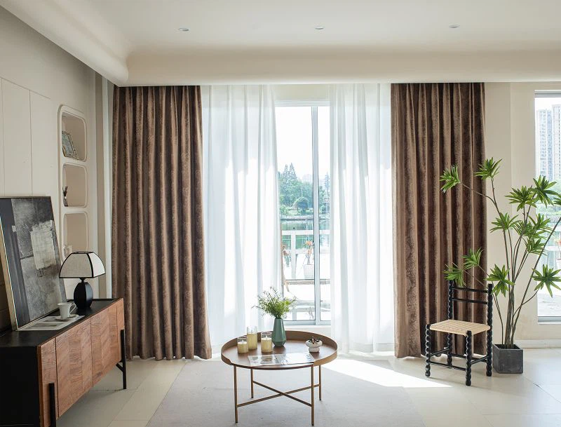 Fløjlsgardin med marmormønster og laminering