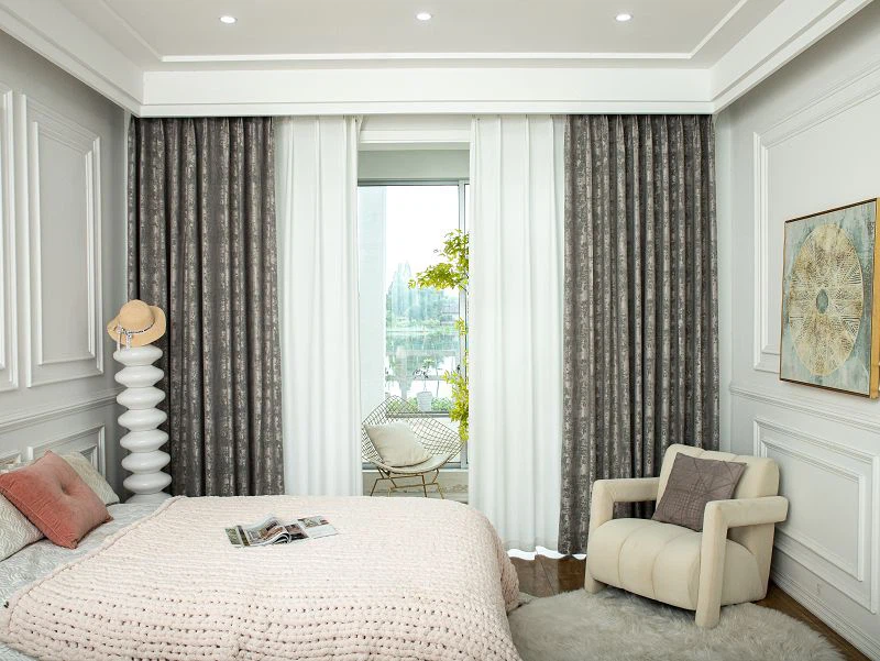 Hvid tråd Jacquard skymønster gardinstof